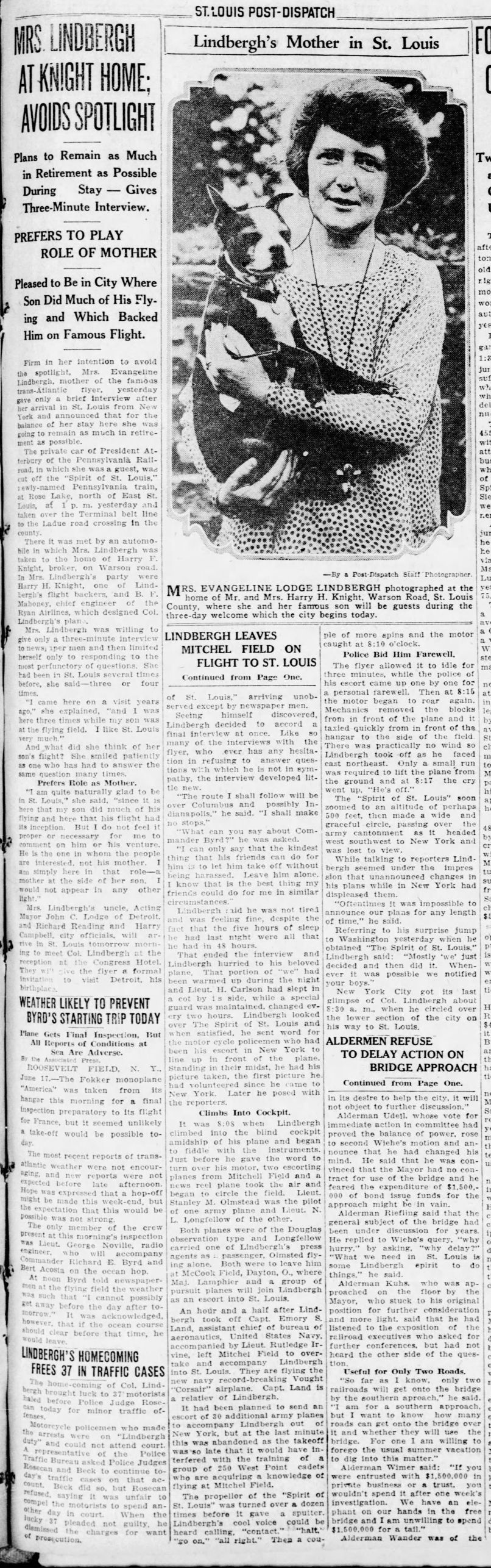June 17, 1927 - Lindbergh's Mother in St. Louis